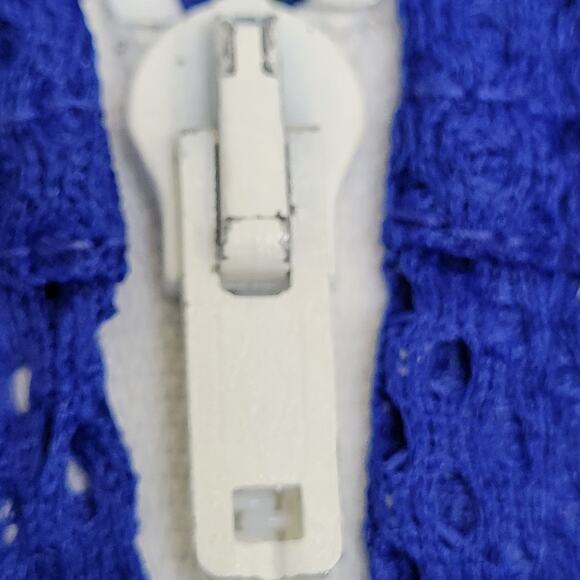 Vintage 90s Mesh Jacket Teens Large 18x25 Blue White - Picture 3 of 12